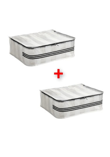2 Adet Fermuarlı Hurç 55x49x19 Cm 2'li Saklama Kutusu Ikea Beyaz