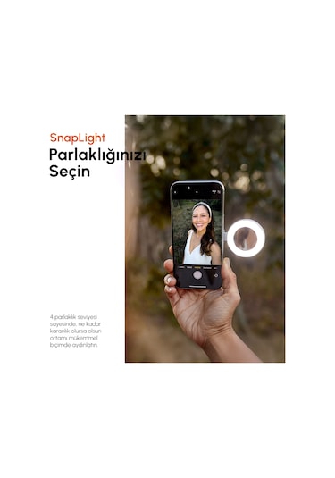 Shiftcam Snappocket Light Led Selfie Ring Işık, 4 Parlaklık Seviyesi, Dahili Batarya, Manyetik Telef Siyah