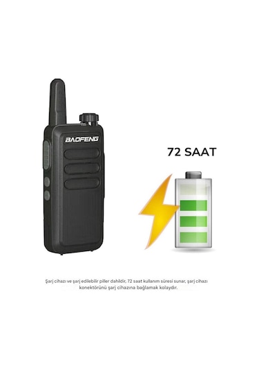 2li Baofeng R5 Pmr 446 El Telsizi Mikro Usb Şarjlı - Çift Kulaklık Dahil