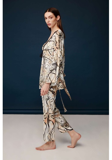 Bonnie&Clyde - Kadın Baskılı Saten 3 lü Takımı -5235 Çok renkli