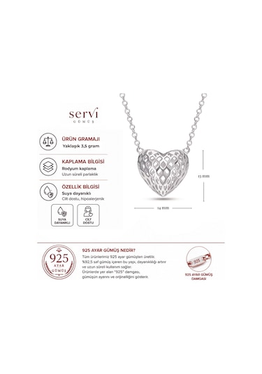 Servi 925 Ayar Gümüş Heart Fusion Kolye-9