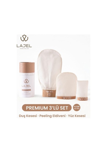 Lajel Premium 3'lü Set Beyaz Duş Kesesi