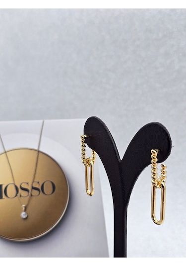 Xuping Burgu Zincir Model Gold Renk Çelik Küpe Altın