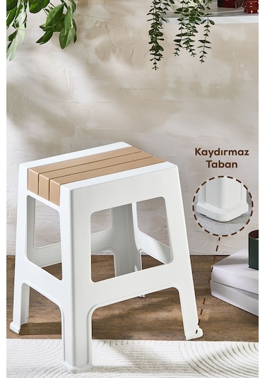Vienev Plastik Büyük Tabure Kahverengi Kahverengi