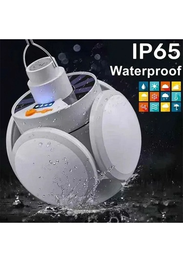 Güneş Enerjili Kamp Lambası Usb Şarj Edilebilir Taşınabilir Acil Durum Lambası Beyaz