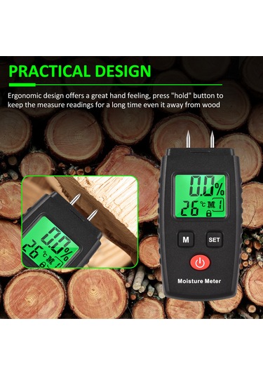 Lepmerk Mini Dijital Ahşap Nem Ölçer, Yakacak Odun İçin Nem