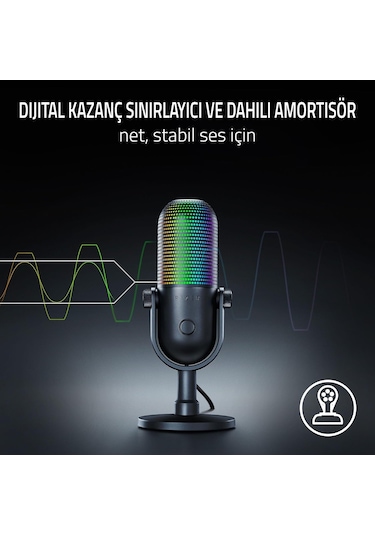Razer Seiren V3 Chroma - Dokunarak Sessize Alma Özellikli Rgb Usb