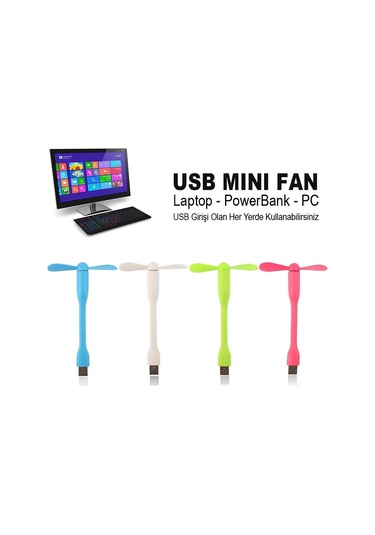 Powermaster Pm-20579 Taşınabilir Esnek Usb Mini Fan Vantilatör Powerbank Laptop Notebook Usb Uyumlu