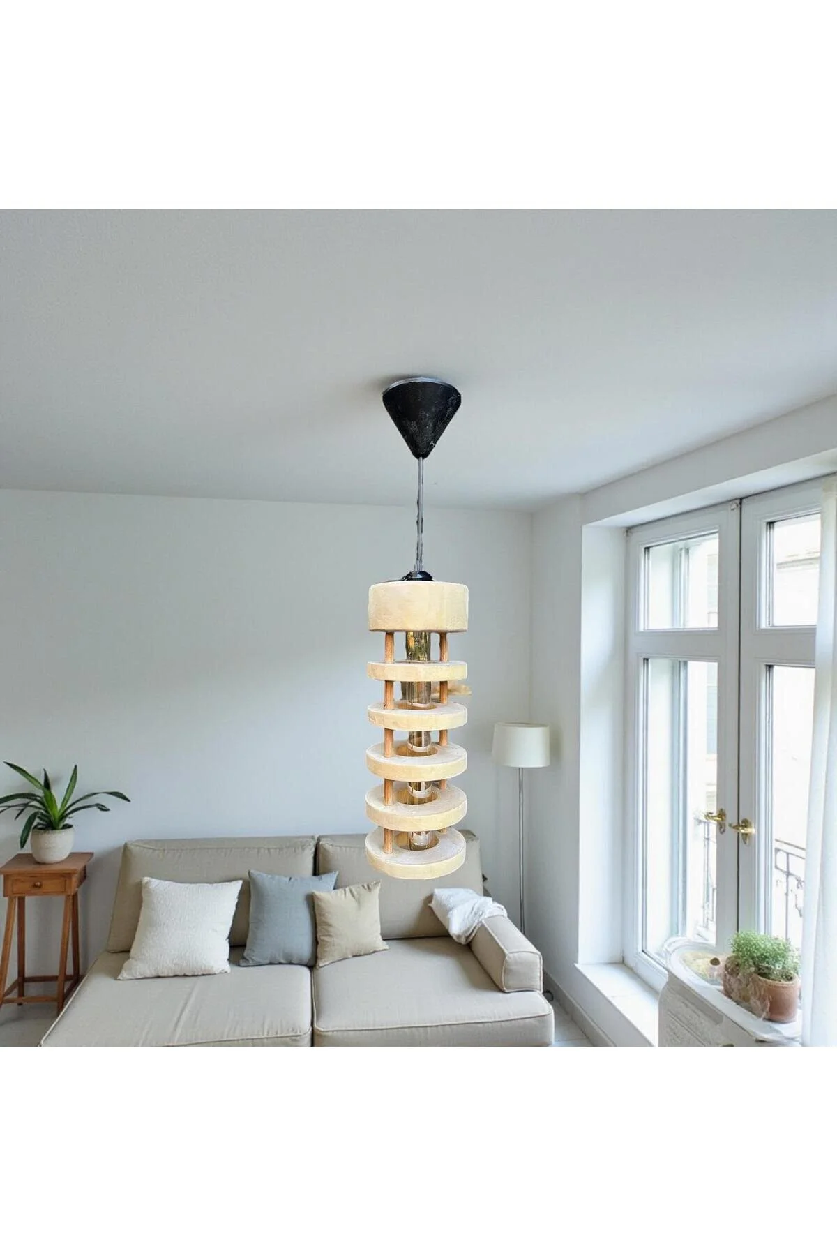 Dekoratif Silindir Ahşap Avize Ahşap