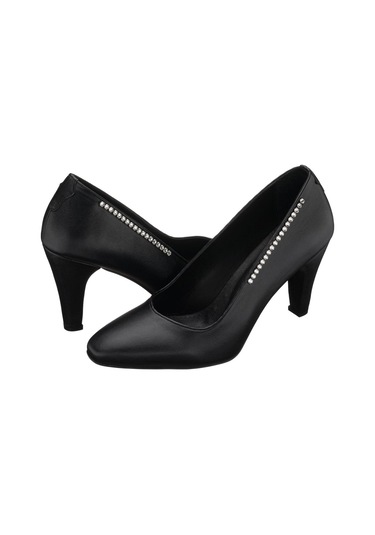 45-46-47-48-49-50 Numara Ays7986 Siyah Deri Topuklu Özel Seri Kadın Stiletto Siyah Deri