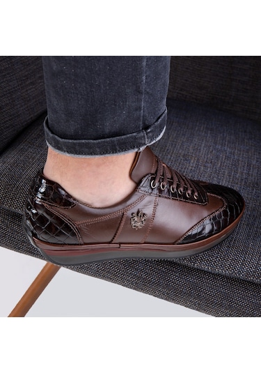 Blink Hakiki Deri Erkek Günlük Ayakkabı, İçi Kürklü Ayakkabı, Kışlık Kürklü Ayakkabı Kahverengi