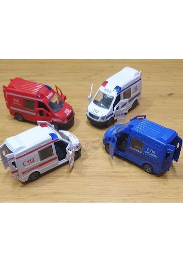 Oyuncak Araba Ambulans Polis Jandarma İtfaiye 112 Acil Kurtarıcı 4lü Set 12 Cm Diğer