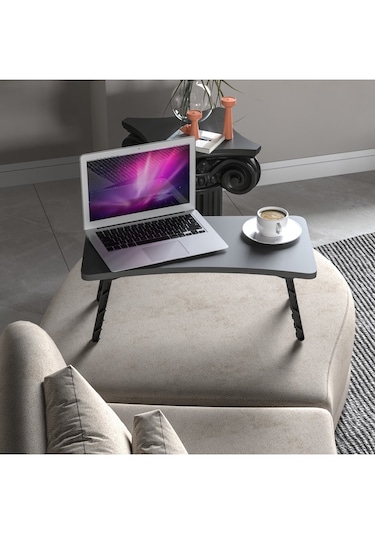 Alpa Ev Mobilya Katlanabilir Laptop Sehpası, Taşınabilir Katlanır Masa, Kahvaltı Ve Çalışma Masası Antrasit