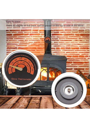 Yuvarlak İşaretçi Soba Termometresi Şömine Bimetalik Termometre
