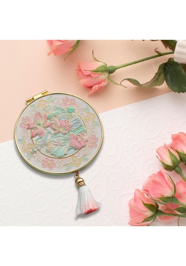 Suntek Seyahat Makyaj Aynası Yuvarlak Yaratıcı Kozmetik Çanta Pembe