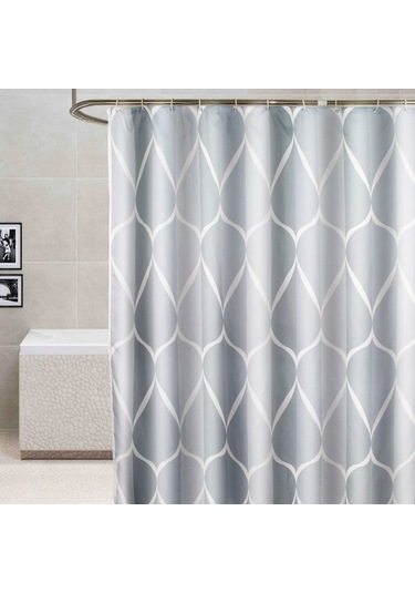 Lebıhmurah Bf1654 Duş Perdesi Su Geçirmez Çevre Dostu Modern Geometrik Çabuk Kuruyan Baskı Banyo Tuvalet İçin Saflık Ev Polyester Gri