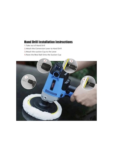 Oto Araç Pasta Cila Polisaj Metal Cam Ahşap Parlatma Yün Başlık Matkap Ucu Uyumlu Fırça Set