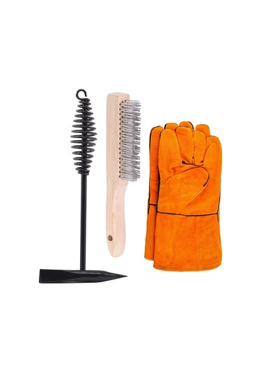 Xurunkeji Adet Kaynak Cürufu Temizleme Aleti: Bobin Yaylı Saplı Kaynak Kırıcı Çekici Ve Tel Fırça İle Bir Çift Kaynak Eldiveni