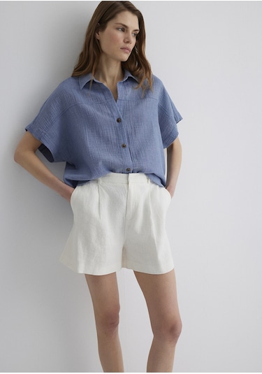 Mavi - Dokulu Mavi Gömlek 1210758-89861 Mavi