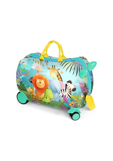 Coral High Otur-çek Erkek Çocuk Valizi - Yeşil Renkli Hayvanlar Alemi Çok Renkli