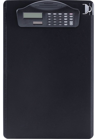 A4 Kağıt Dosyası İçin Çok Fonksiyonlu Klipbord, Dosya Hesap Makinesi, Yazı Pad'i, Kalem Yeri Ve Cetvel, Öğrenci Ofisi İş Dosyası İçin Uygun Siyah