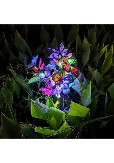 Xindoker Güneş Enerjili Led Renkli Kelebek Şekilli Bahçe Aydınlatması - Ip65 Su Geçirmez 600mah Batarya İle Çim Alti Dekoratif Işık 1 Adet Çok Renkli