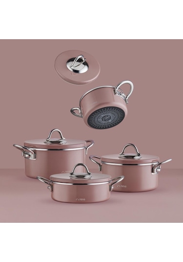 Neva N2981 Sweet Premıum Rose Chocolate Graye Tencere Seti