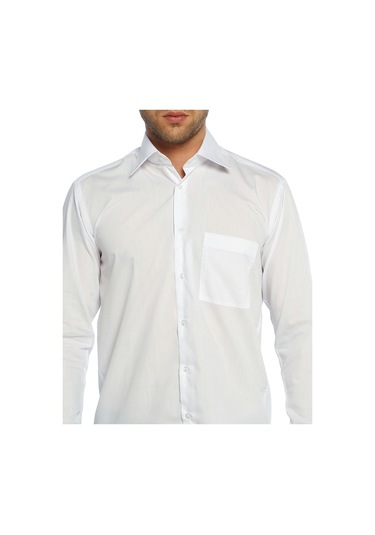 Beyaz Klasik Kesim Uzun Kol Düz Renk Erkek Gömlek // 150-1 Beyaz Beyaz