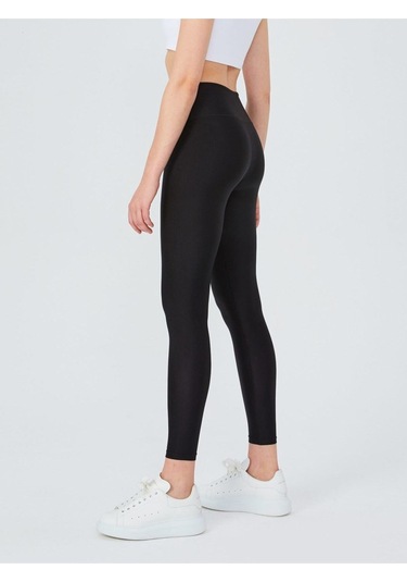 Kadın Parlak Sporcu Disco Tayt SiYAH