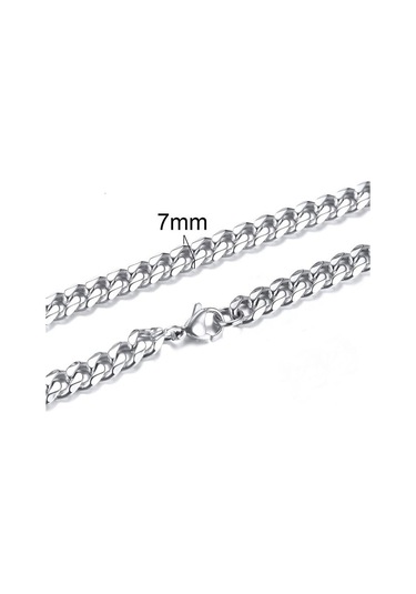 Gümüş Erkekler Kadınlar İçin 9 Boyutu Bilezikler Paslanmaz Çelik Curb Küba Link Zinciri Bilezikler Parti Takı Hediye 50cmx7mm