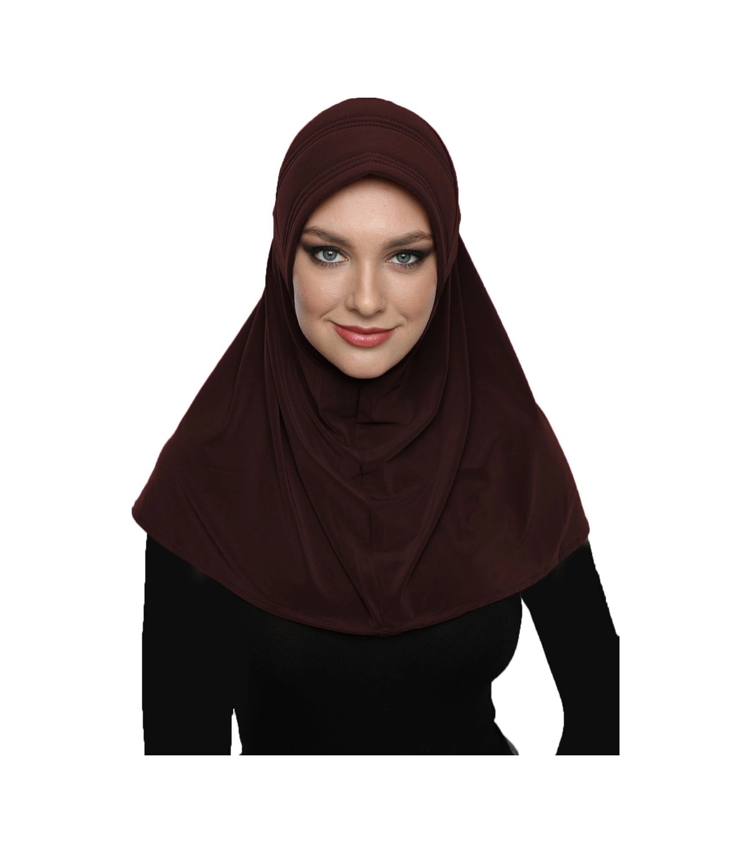 Takmatik Sade Kahve Hazır Türban Tesettür Havuz Bonesi Namaz Örtüsü Kahve