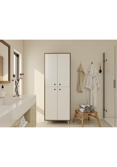 Vadi Çok Amaçlı Banyo/kiler Dolabı Antrasitmeşe-beyaz Renk Beyaz