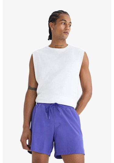 Defacto Defactofit Sporcu Baskılı Esnek Dokulu Kısa Boy Deniz Şortu B5952ax25hspr122 Mor