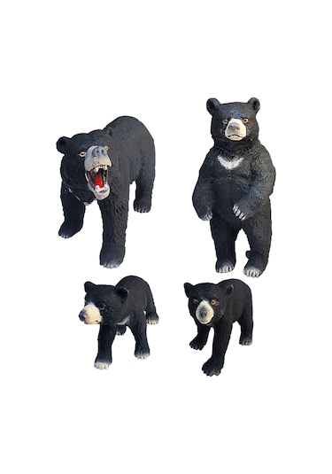 Homyl 4x Siyah Ayı Heykelcik Zanaat Masa Heykelleri Rustik Dekor Çok