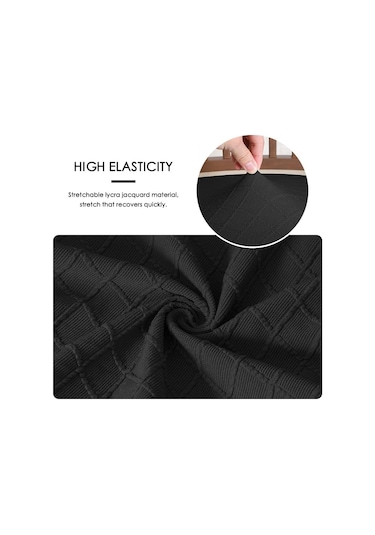 Qingmipy Yıkanabilir Jakarlı Esnek Sandalye Kılıfı Seti, 4 Parça, Yemek Odası İçin Modern Tasarım Siyah