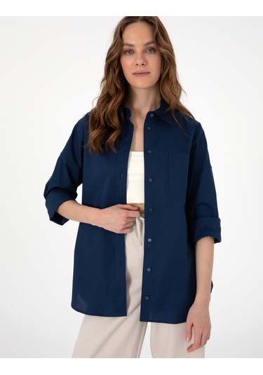 Pierre Cardin Kadın Lacivert Gömlek Desenli 50313596-vr033 Lacivert