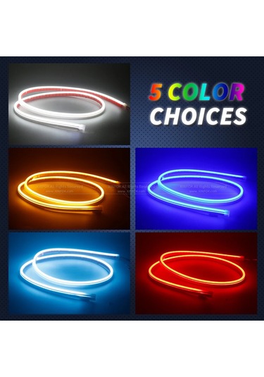 Xinfok Led Araba Kaput Işıkları Şerit Evrensel Oto Dekoratif Atmosfer Lambaları Crystal Blue 200cm 78 İnch 1 Piece Set