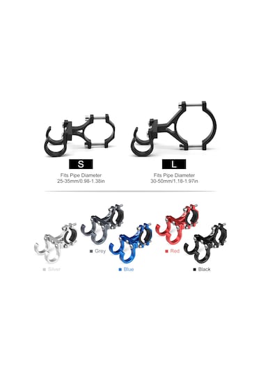 Monyee Alüminyum Çift Kanca Bisiklet Kolu Takımı - 50 Kg Yük Kapasitesi, Delme Yok, Kırmızı Büyük Boy