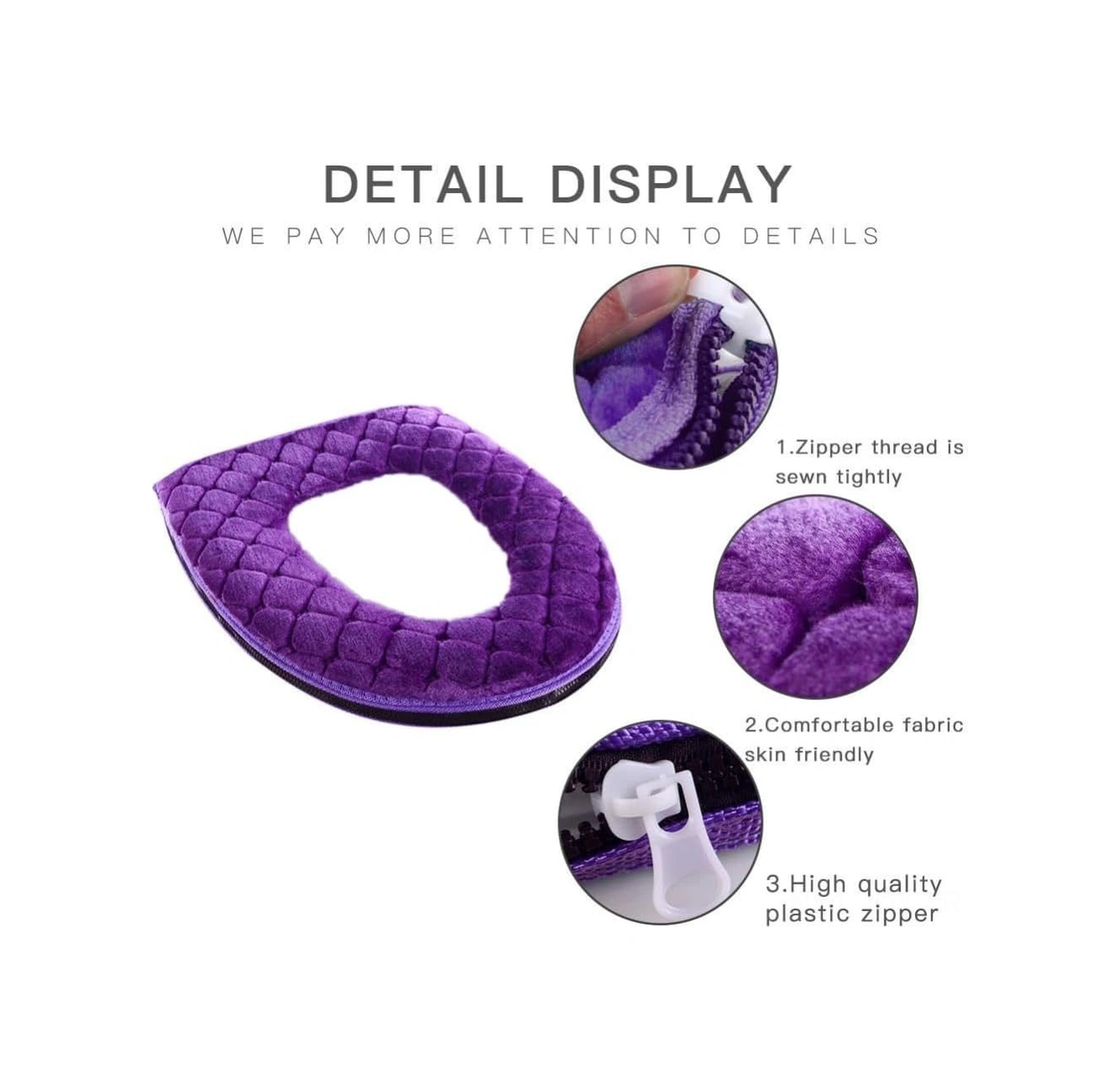 Youmex Yumuşak Plüsh Koton Tuvalet Koltuk Örtüsü, Isı Sağlar, Yıkama Uygun, Reçine Zipli, Sağlıklı Ve Dayanıklı Gri Diğer