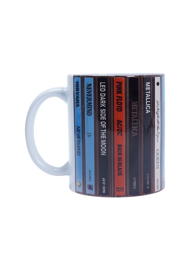 Retro Cd Tasarımlı Kupa Bardak Beyaz - Çok Renkli
