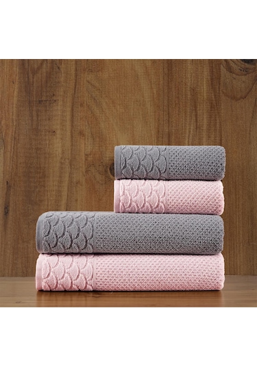 Soley Alana Extra Yumuşak Pamuklu Pirinç Örgü 4'lü Havlu Seti HV.ALANA.4LUSET