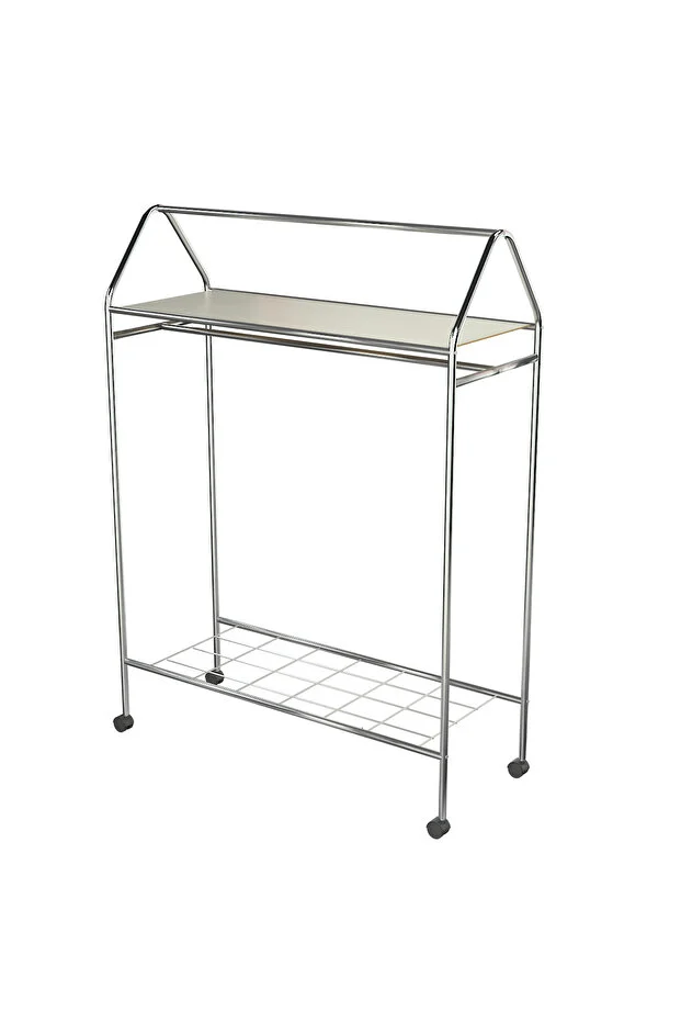 Tekerlekli Home Hanger Metal Askılık Ayaklı Askılık Krom