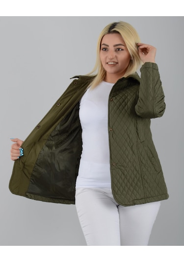 Vetre Mevsimlik Astarlı Kapitone Mont Haki Büyük Beden 1030