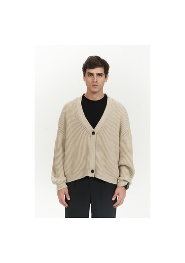 Mai Collection Mai Studios Co. Cassian Bej Erkek Triko Hırka Bej