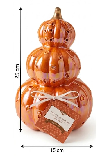 Wellesley Manor Harvest Pumpkin Kokulu Dekoratif El Boyama Seramik Balkabağı .