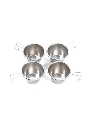 Yuntech01 304 Paslanmaz Çelik Seyahat Kamp Bardak Seti - 4'lü Katlanır Saplı 70ml Çok Renkli