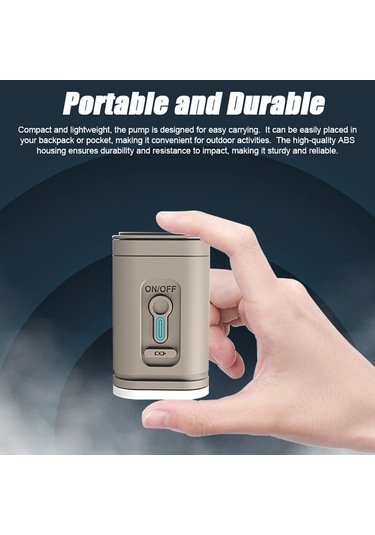 Mufunye Dış Mekan Usb Akıllı Hava Pompa - 200l/dak Inflasyon-deflasyon, Led Işık, 5 Uç, 1200mah Li-pol Batarya - Gri