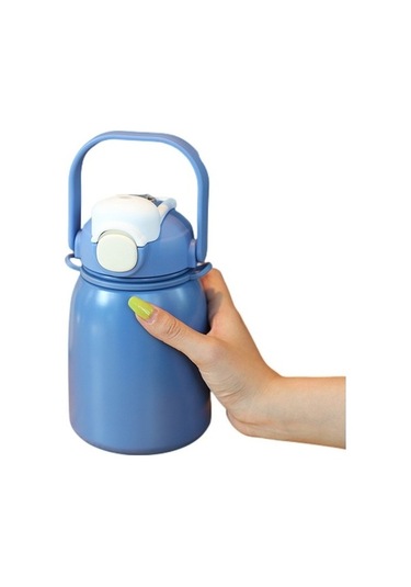 Puni 800 Ml. Çocuk Suluklar Mataralar Yalıtım Bardağı Paslanmaz Çelik Taşınabilir Saman Su Şişesi 9q2ıje Açık Mavi