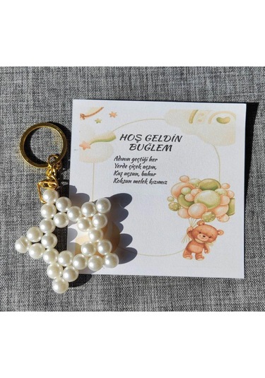 15 Adet İnci Yıldız Anahtarlık Nikah Düğün Kına Nişan Sünnet Hafizlik Vers. 48