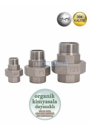 Kuyruklu Konik Rekor 1/2'' Paslanmaz Erkek Dişi Krom 304 Kalite